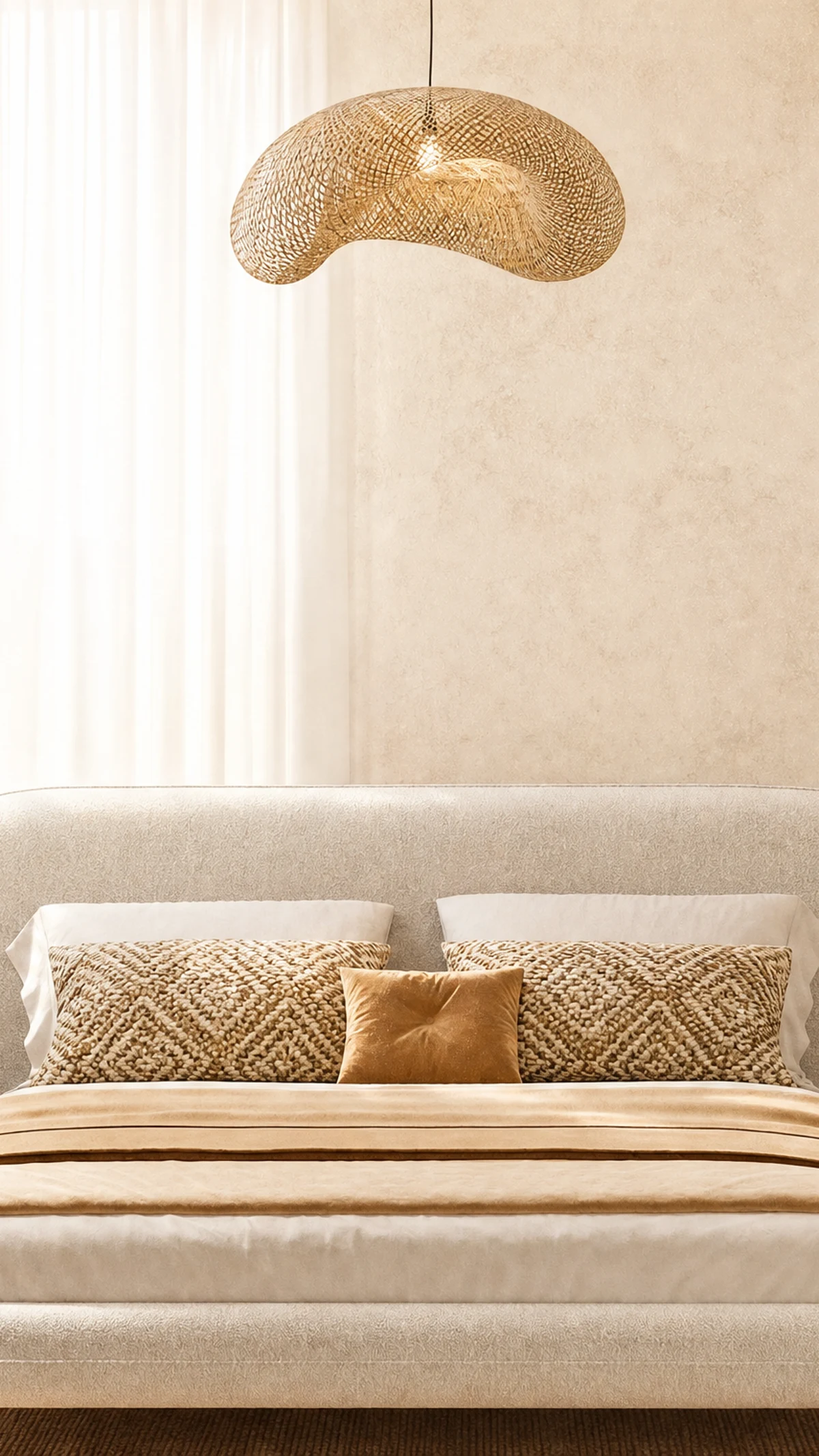 3D visualisation of a calm villa bedroom