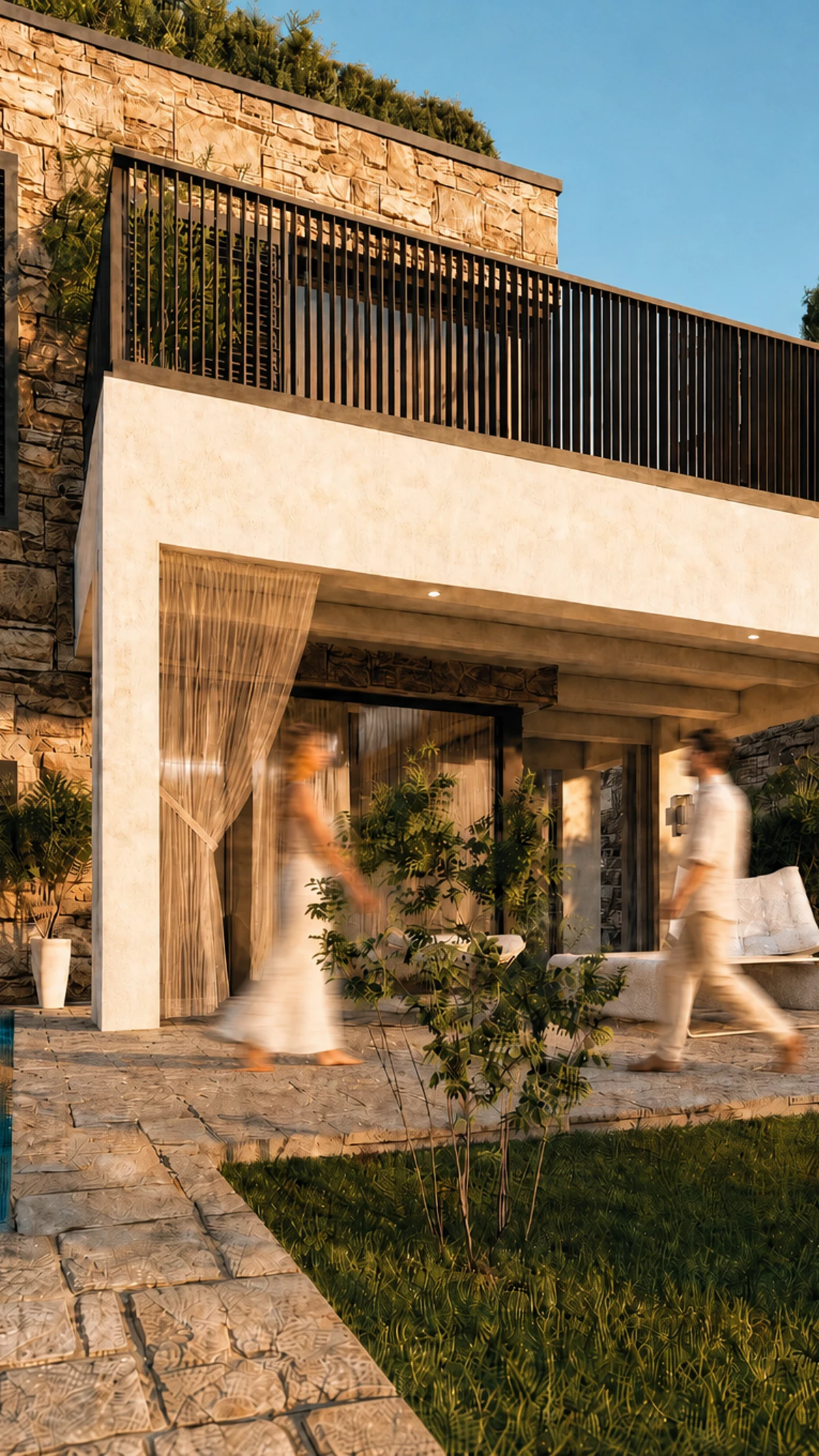 3D visualisation of a private villa and pool